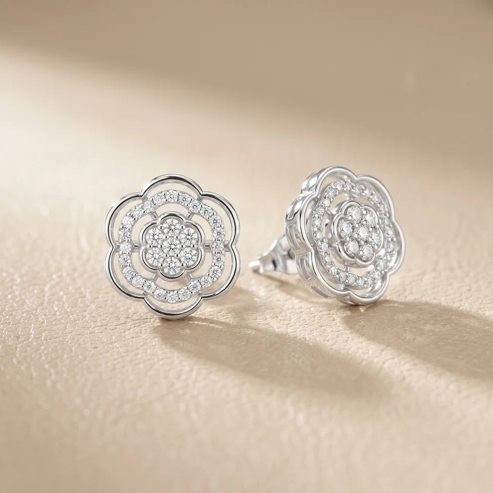 The Ethereal Flora Round Diamond Earrings