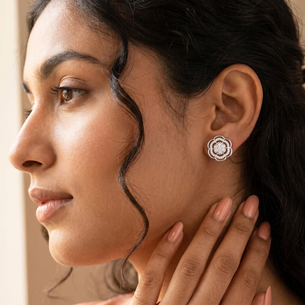 The Ethereal Flora Round Diamond Earrings