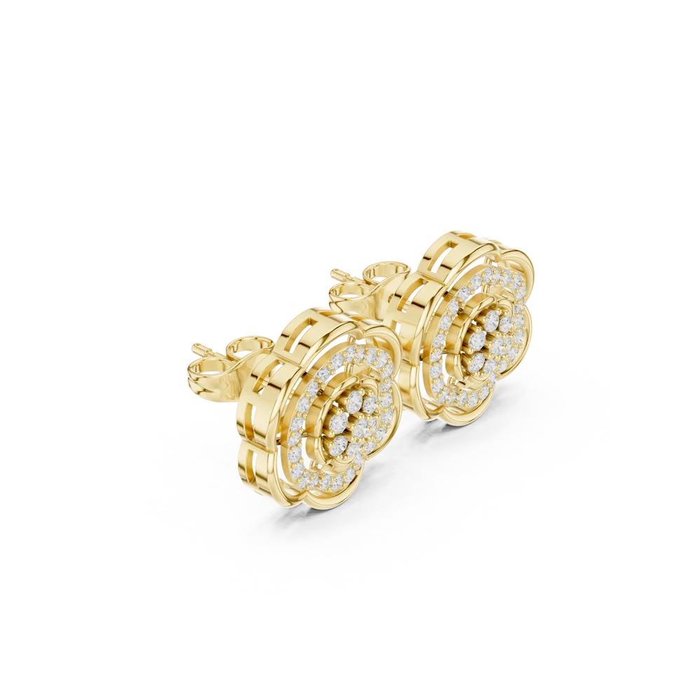 The Ethereal Flora Round Diamond Earrings