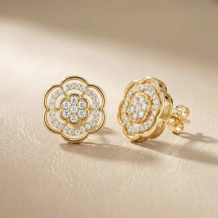 The Ethereal Flora Round Diamond Earrings