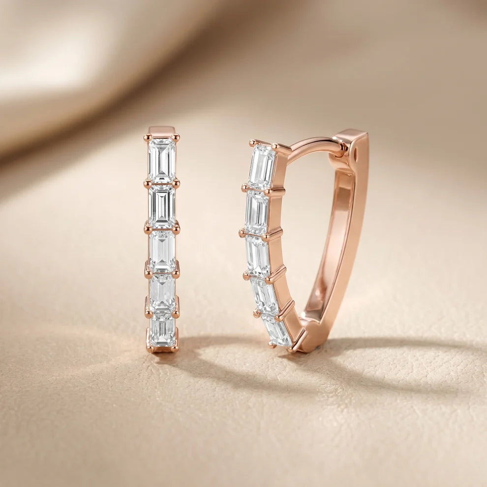 Essential Prism Emerald Diamond Hoop Earrings