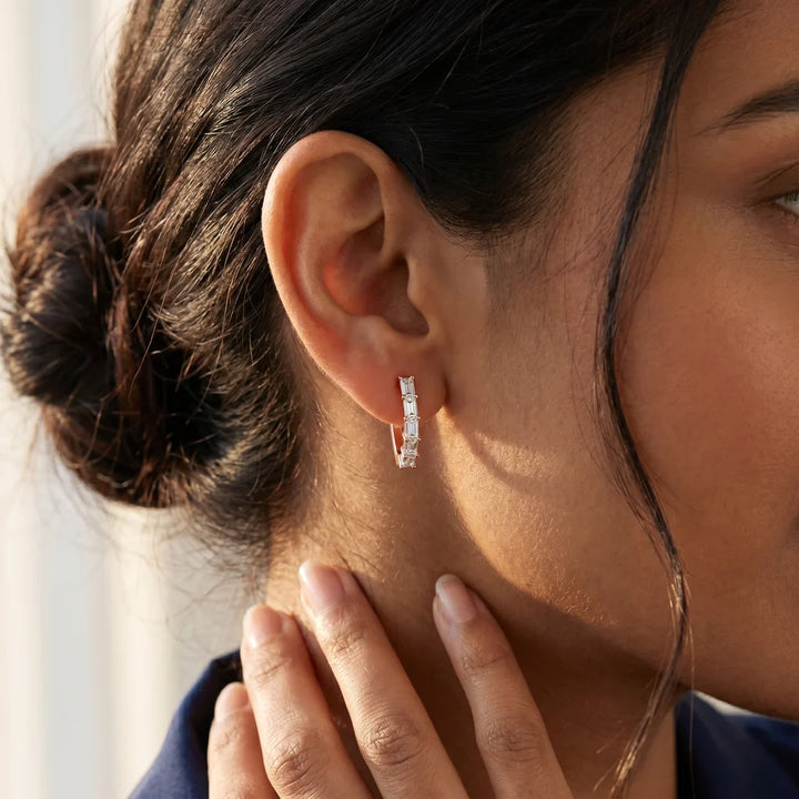Essential Prism Emerald Diamond Hoop Earrings