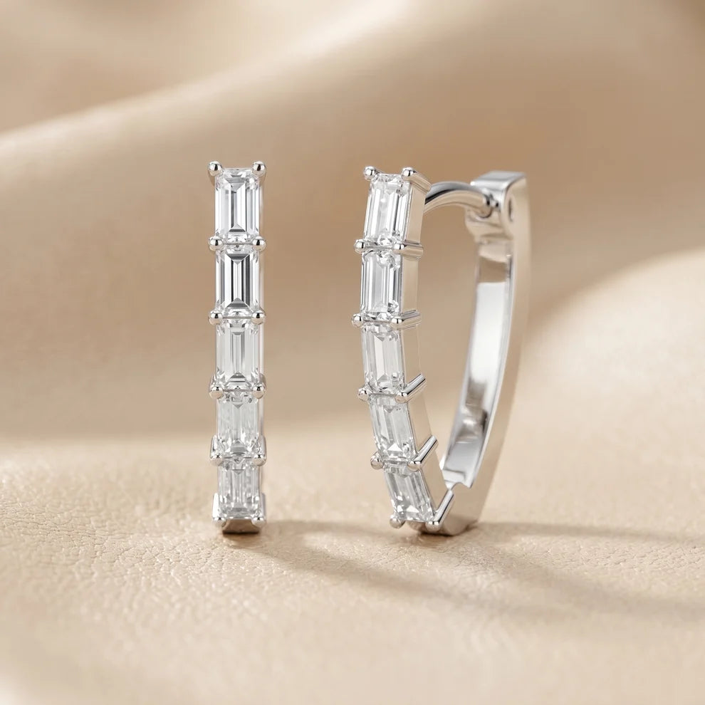 Essential Prism Emerald Diamond Hoop Earrings