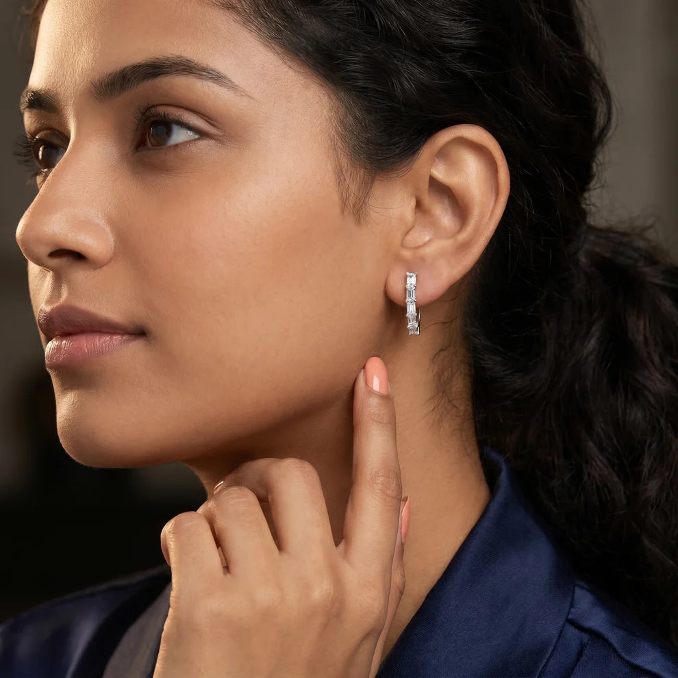 Essential Prism Emerald Diamond Hoop Earrings