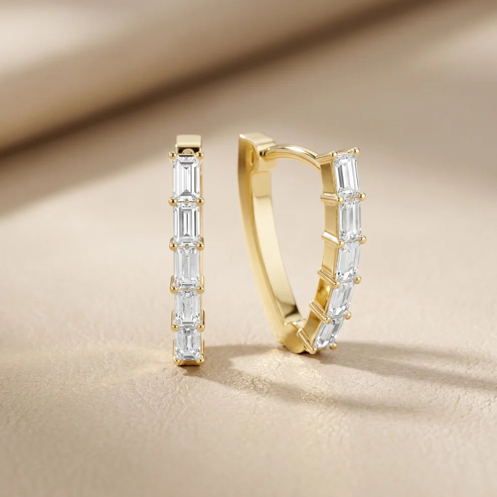 Essential Prism Emerald Diamond Hoop Earrings