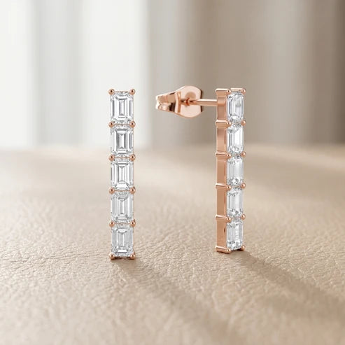 Iris Five-Stone Emerald Diamond Earrings