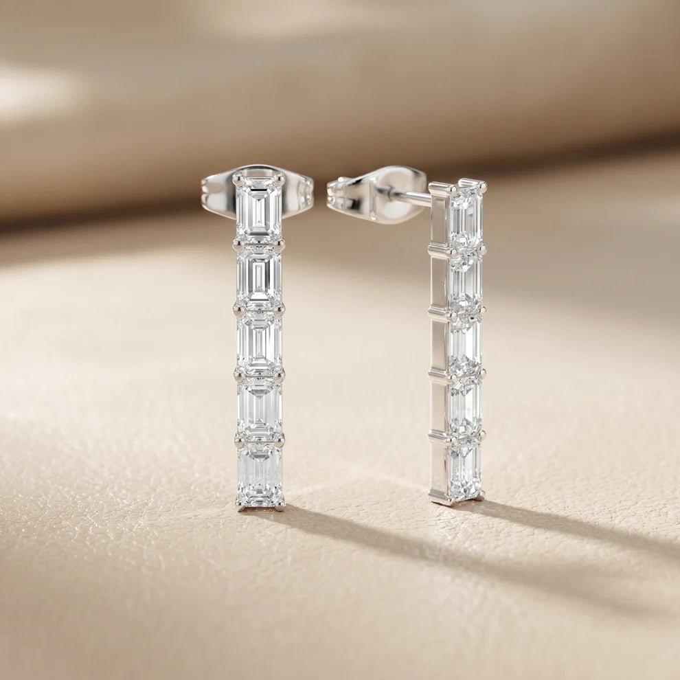 Iris Five-Stone Emerald Diamond Earrings