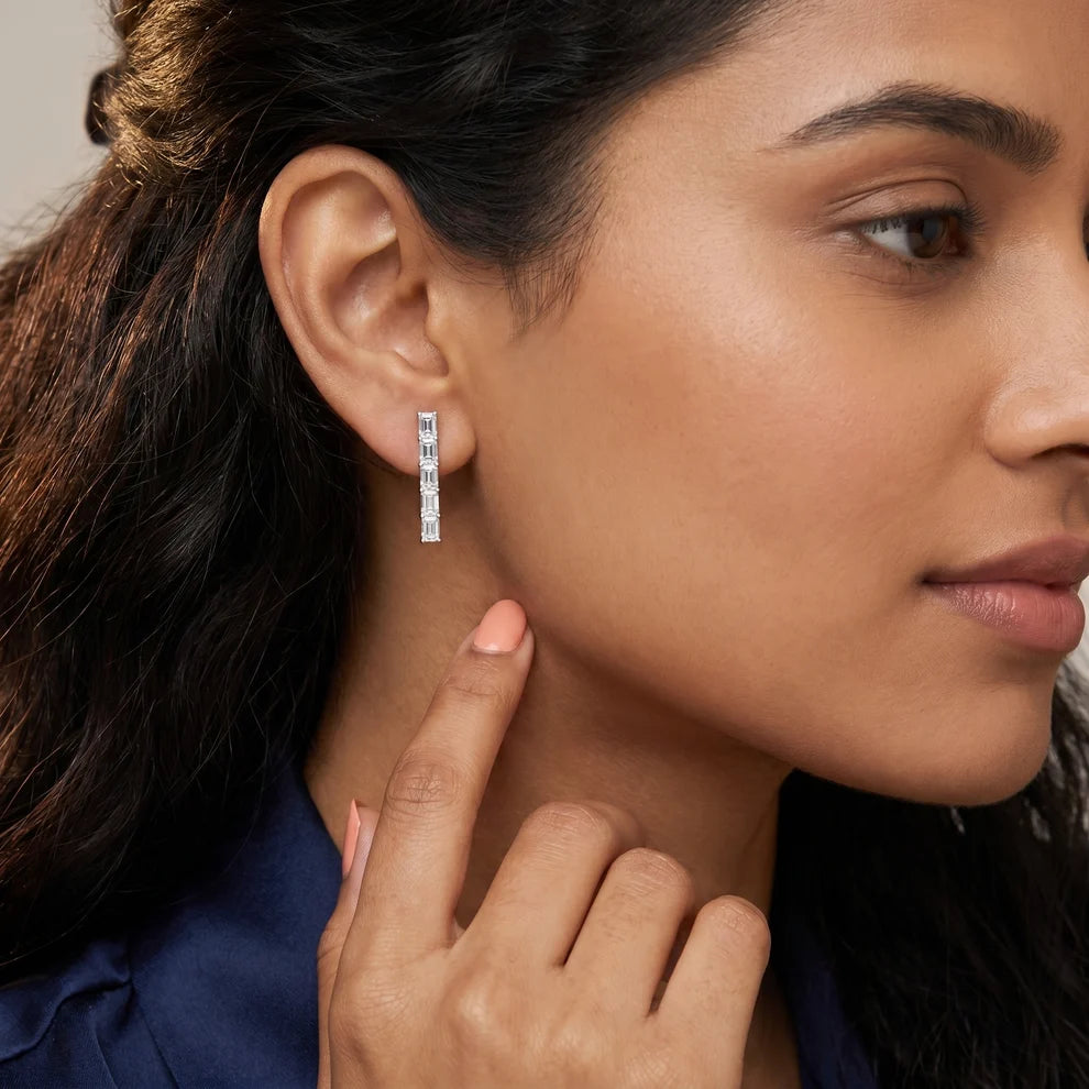 Iris Five-Stone Emerald Diamond Earrings