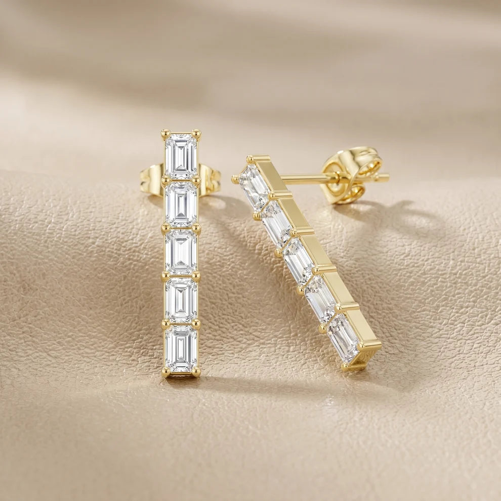Iris Five-Stone Emerald Diamond Earrings