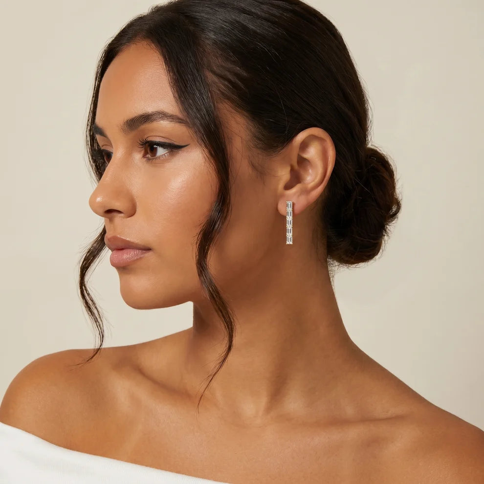 Iris Five-Stone Emerald Diamond Earrings