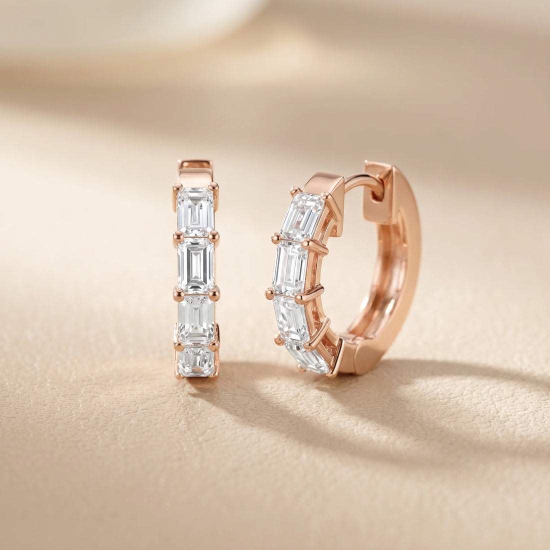 Deco Orbit Emerald Diamond Hoop Earrings