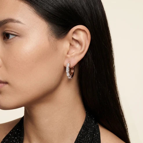 Deco Orbit Emerald Diamond Hoop Earrings
