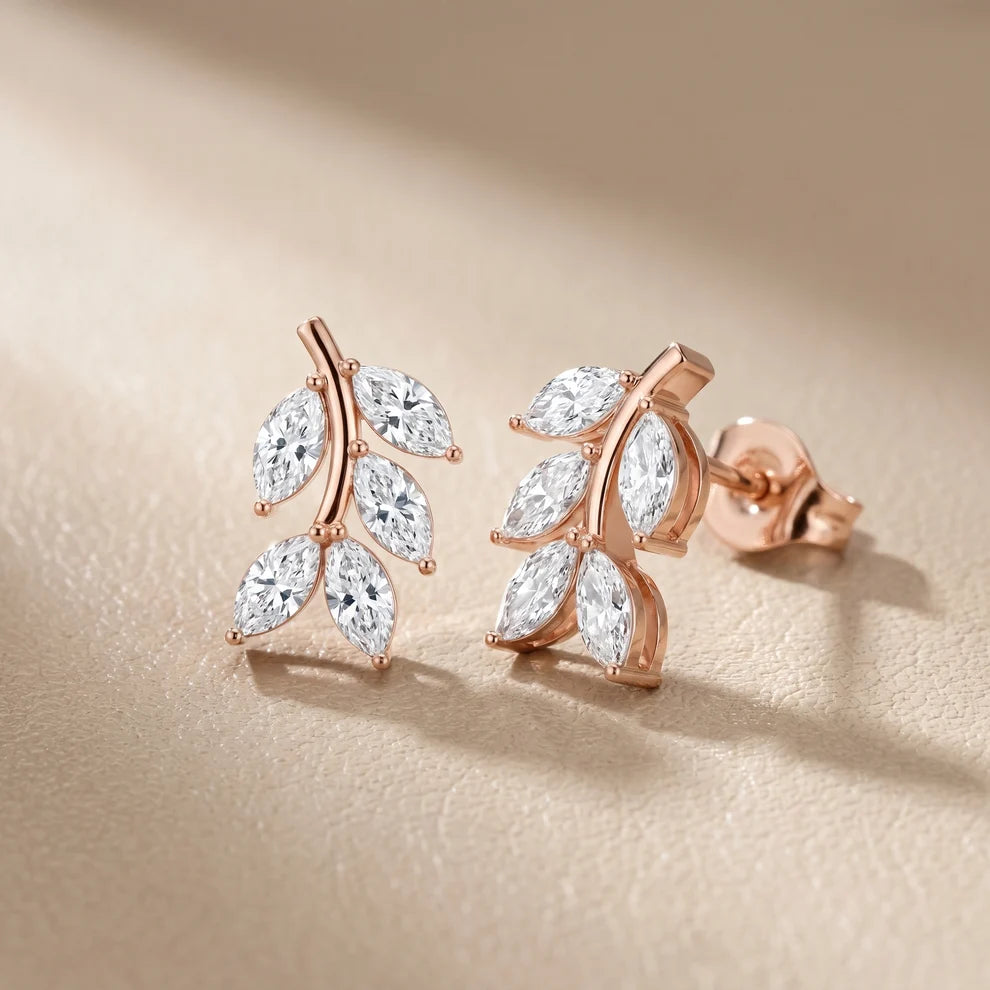 Woodland Sprig Marquise Diamond Earrings