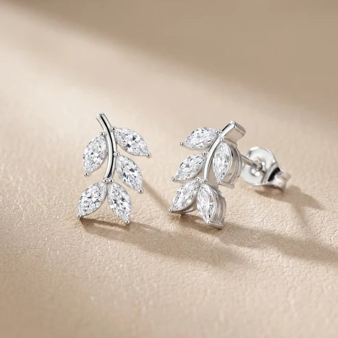 Woodland Sprig Marquise Diamond Earrings