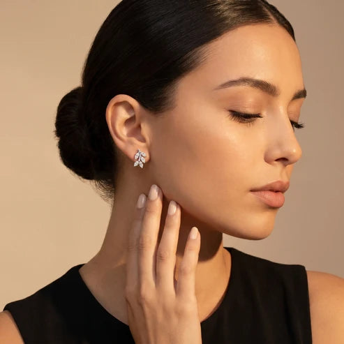 Woodland Sprig Marquise Diamond Earrings