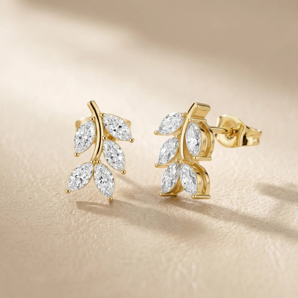 Woodland Sprig Marquise Diamond Earrings