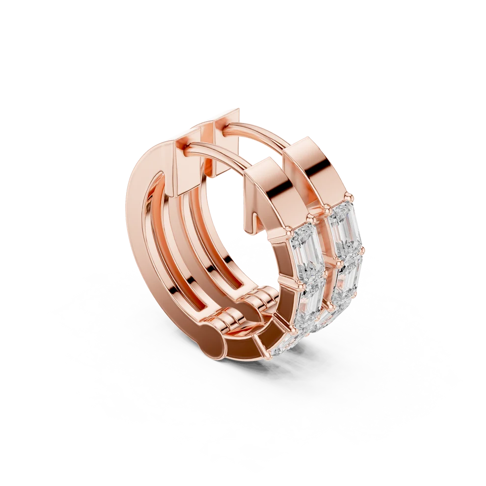 Stella Emerald Diamond Huggie Hoop Earrings