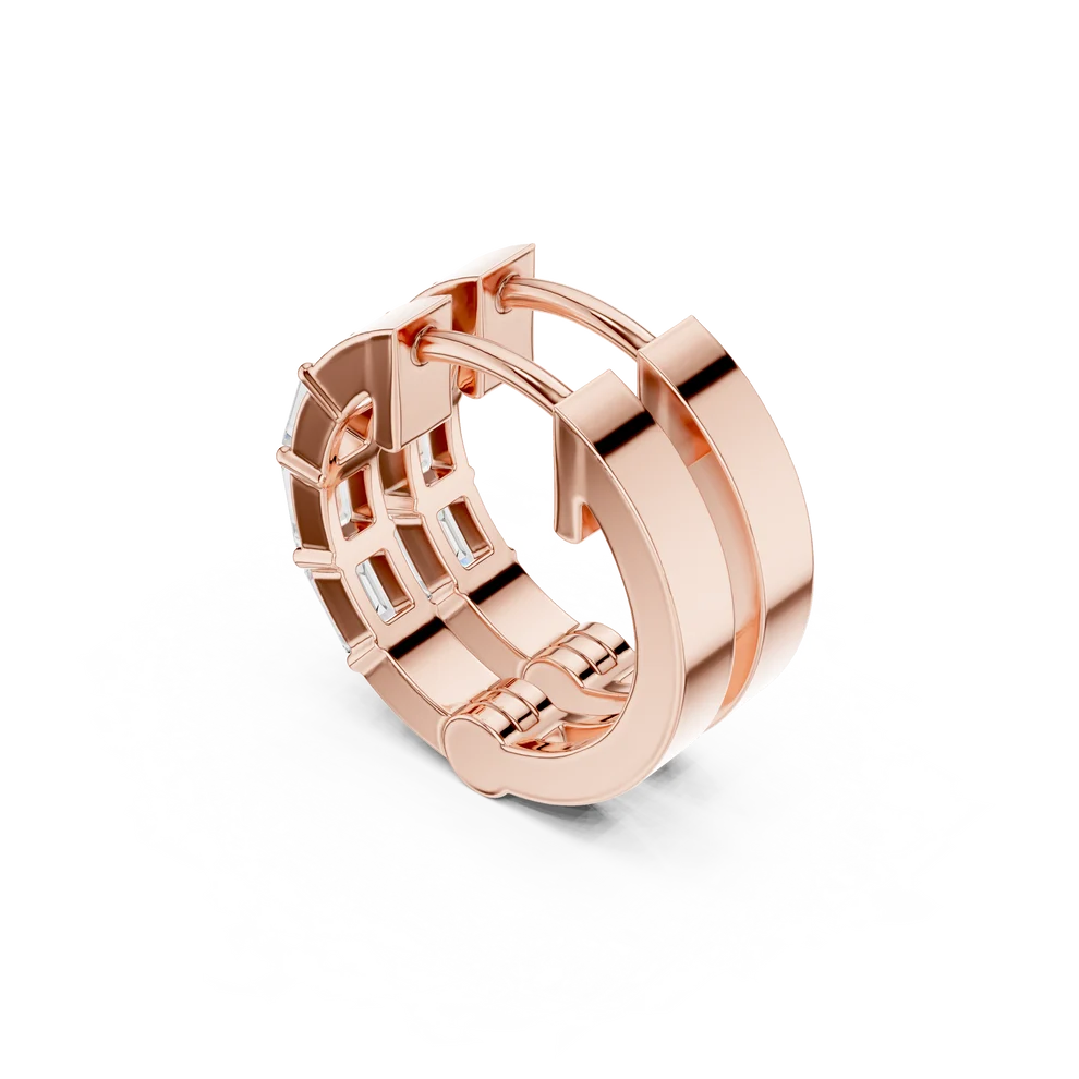 Stella Emerald Diamond Huggie Hoop Earrings