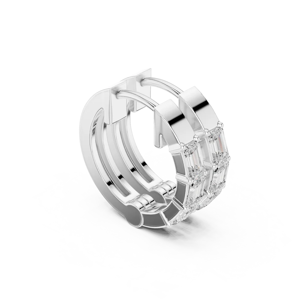 Stella Emerald Diamond Huggie Hoop Earrings