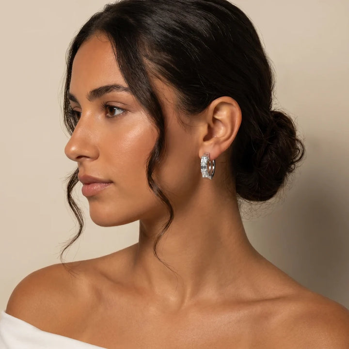 Stella Emerald Diamond Huggie Hoop Earrings