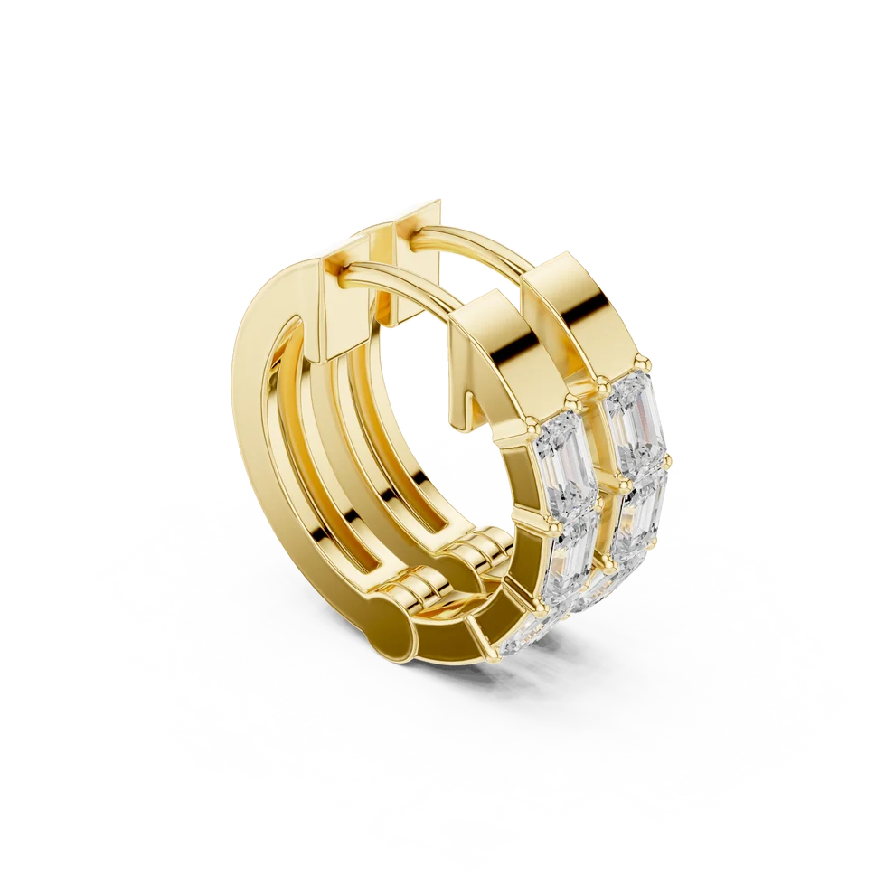 Stella Emerald Diamond Huggie Hoop Earrings