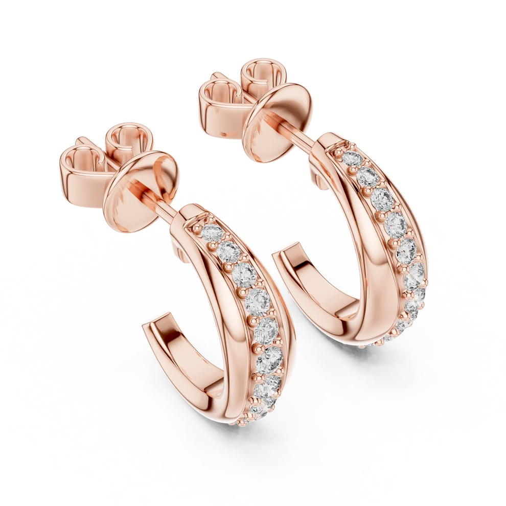 Lia Round Diamond Huggie Hoop Earrings