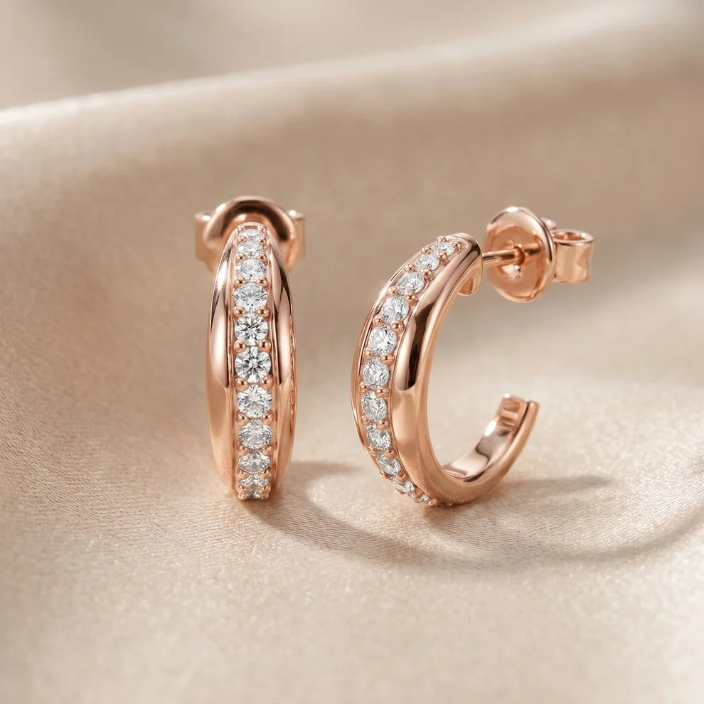Lia Round Diamond Huggie Hoop Earrings