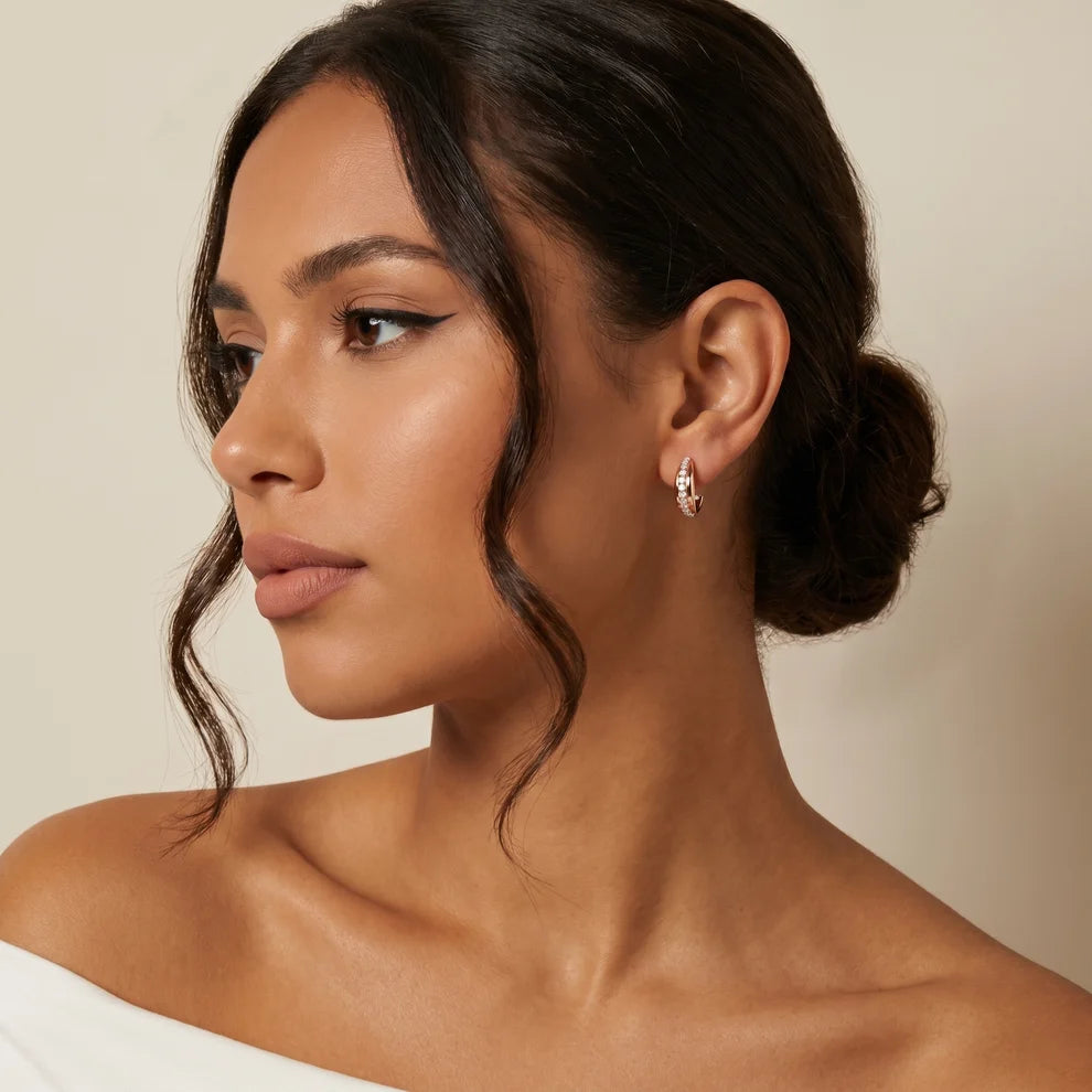 Lia Round Diamond Huggie Hoop Earrings