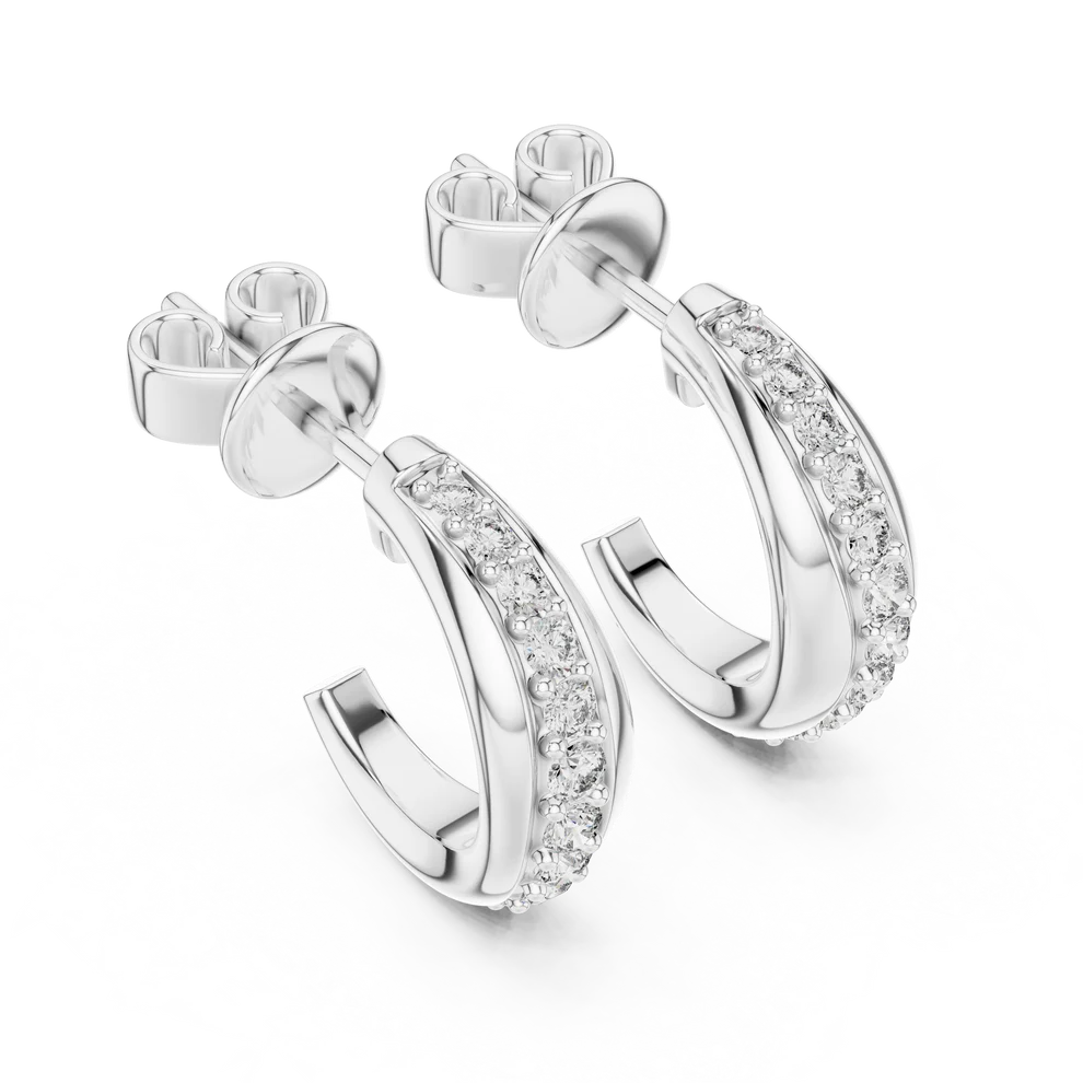 Lia Round Diamond Huggie Hoop Earrings