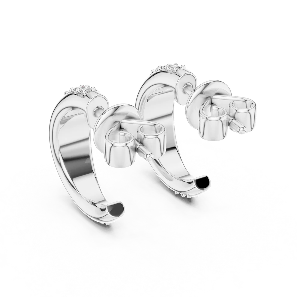 Lia Round Diamond Huggie Hoop Earrings