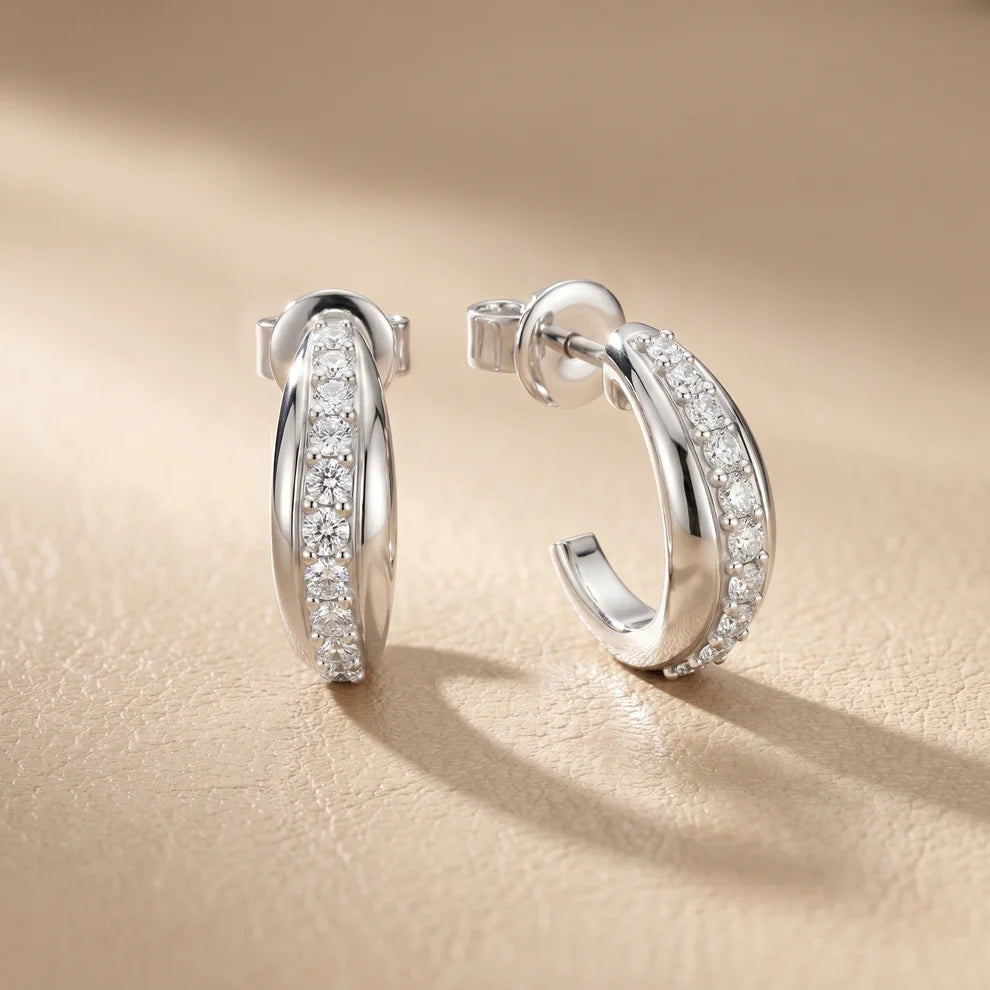 Lia Round Diamond Huggie Hoop Earrings