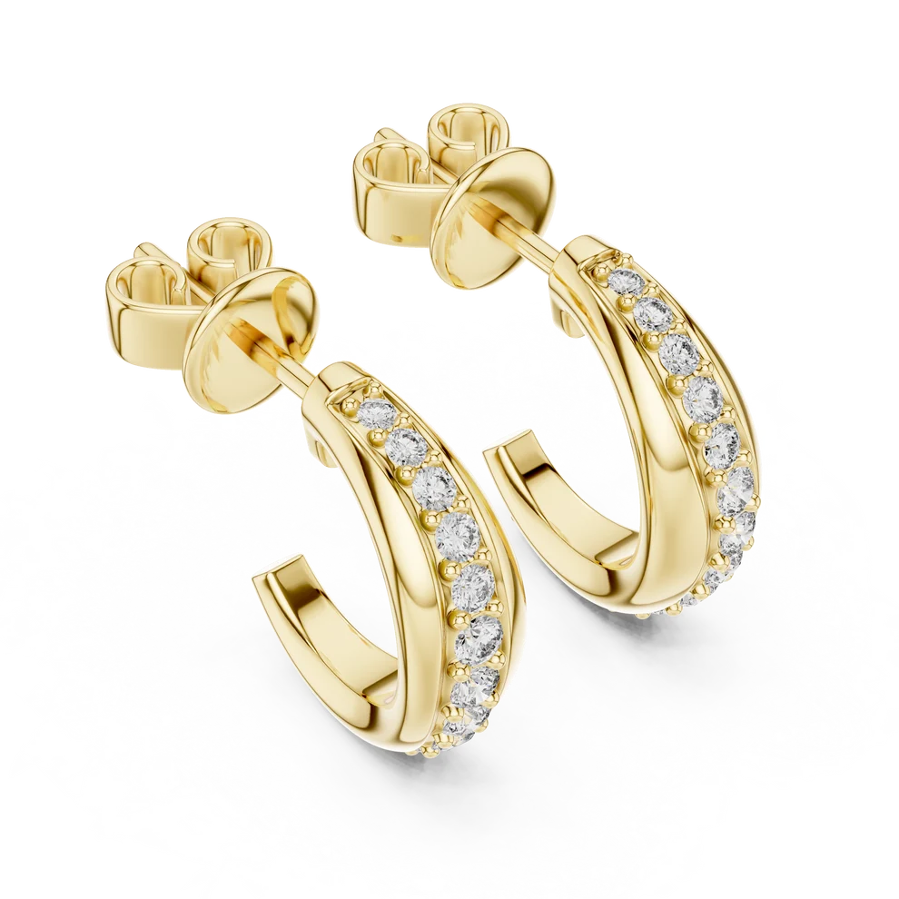 Lia Round Diamond Huggie Hoop Earrings