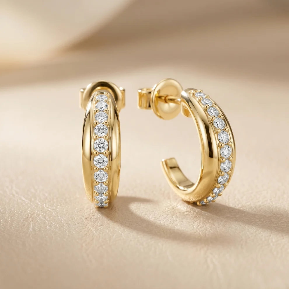 Lia Round Diamond Huggie Hoop Earrings