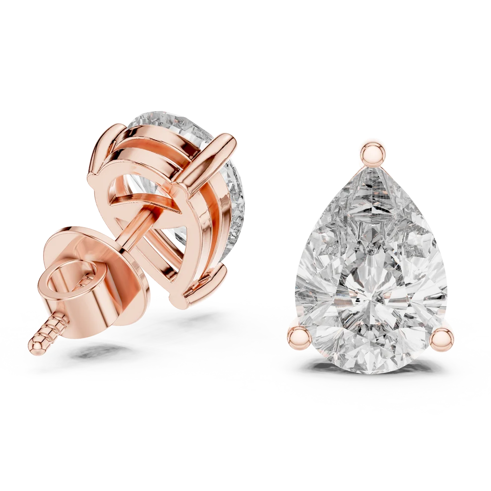 Iris Three-Prong Pear Diamond Earrings
