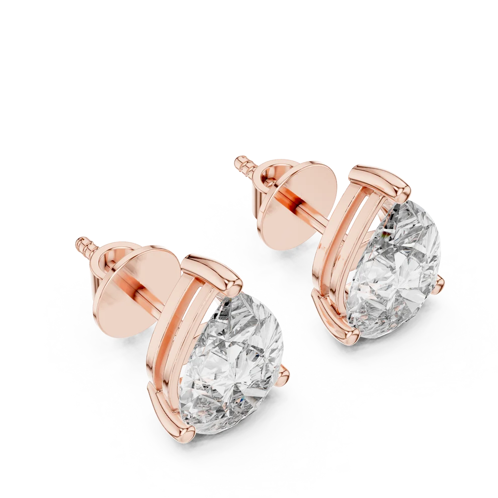 Iris Three-Prong Pear Diamond Earrings