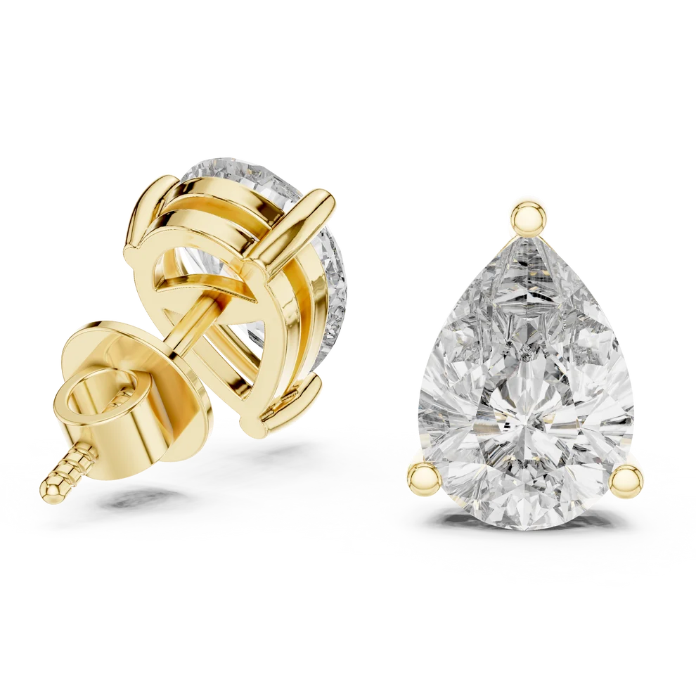 Iris Three-Prong Pear Diamond Earrings