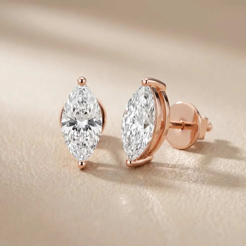 Almond Bloom Marquise Diamond Earrings