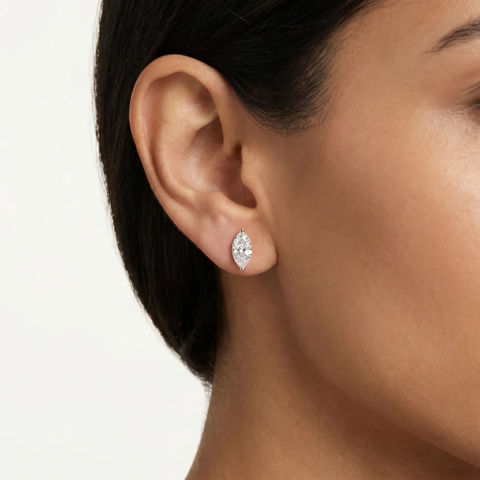 Almond Bloom Marquise Diamond Earrings