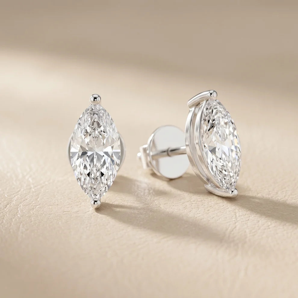 Almond Bloom Marquise Diamond Earrings
