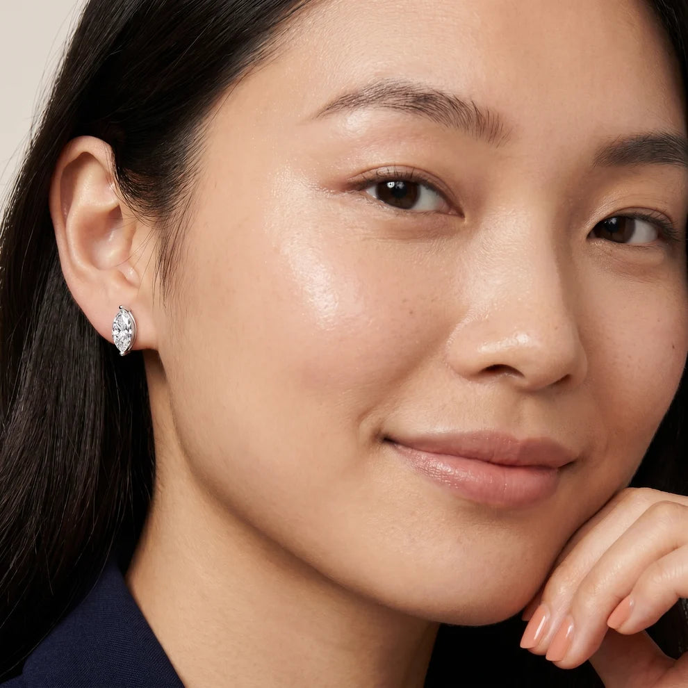 Almond Bloom Marquise Diamond Earrings