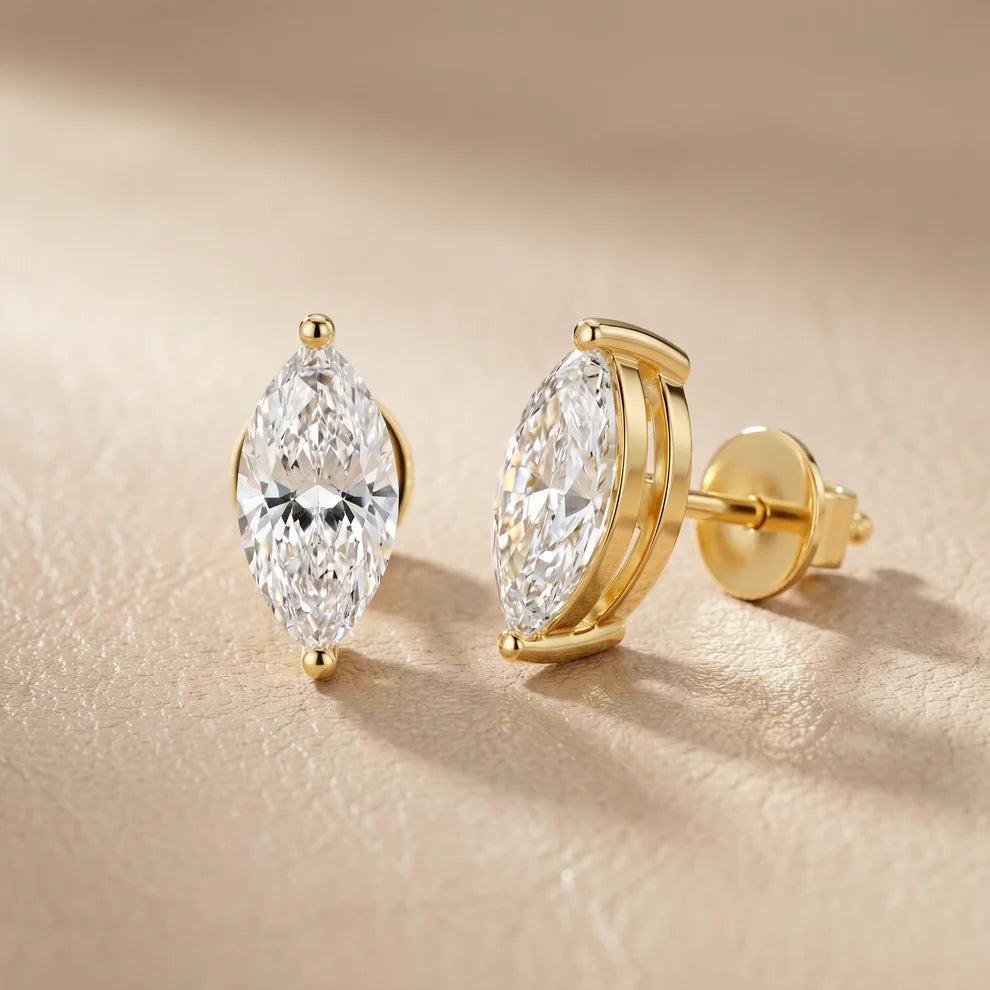 Almond Bloom Marquise Diamond Earrings
