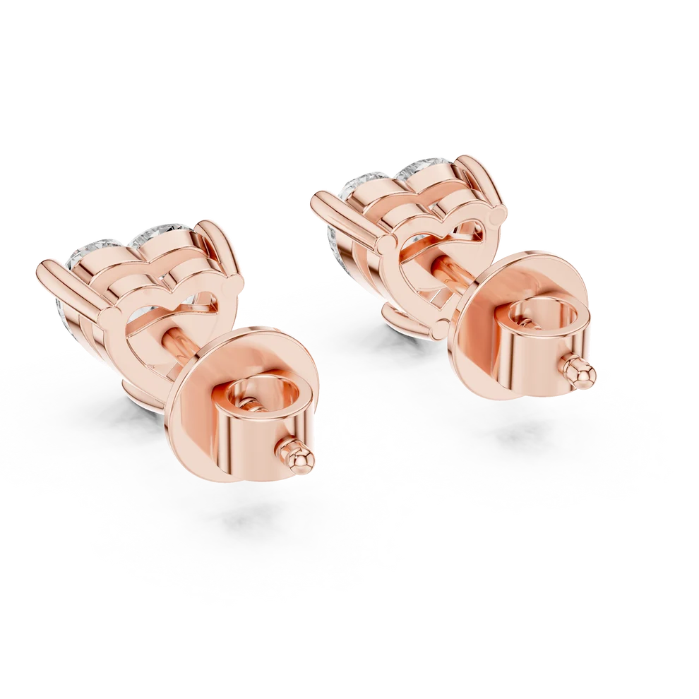Iris Three-Prong Heart Diamond Earrings