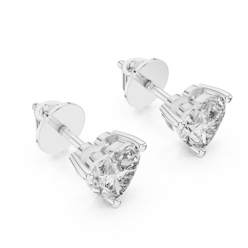 Iris Three-Prong Heart Diamond Earrings