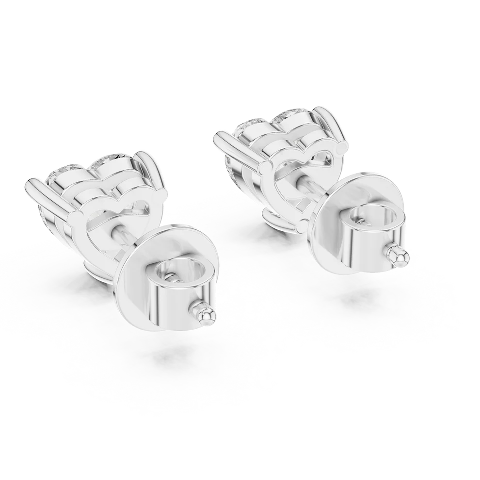 Iris Three-Prong Heart Diamond Earrings