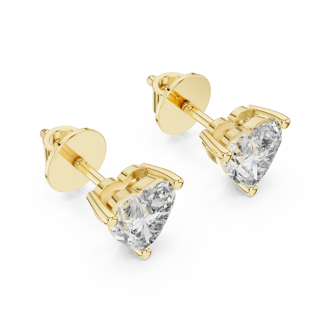 Iris Three-Prong Heart Diamond Earrings