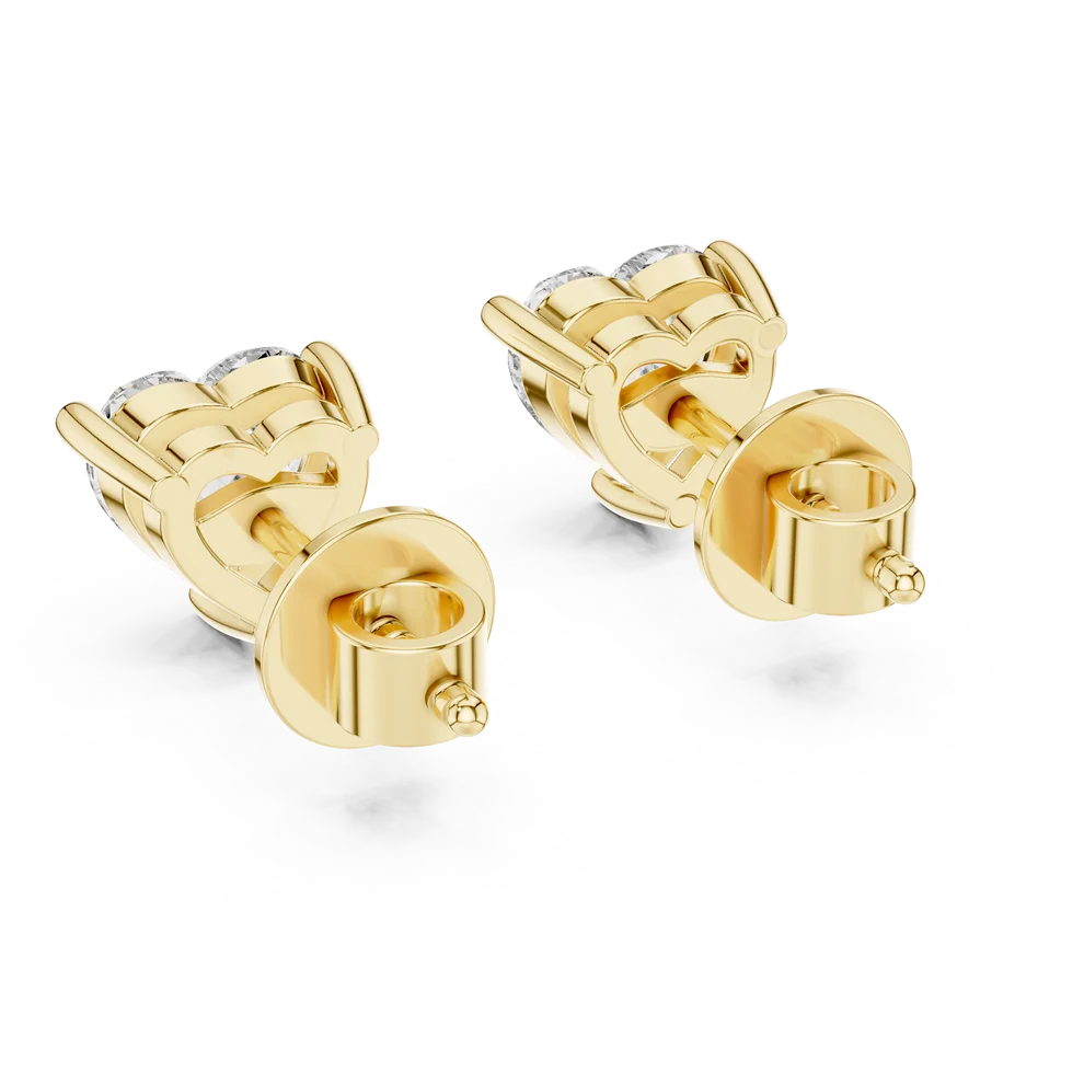 Iris Three-Prong Heart Diamond Earrings