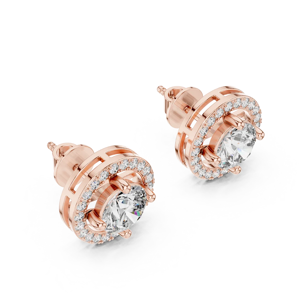 Halo Round Diamond Earrings