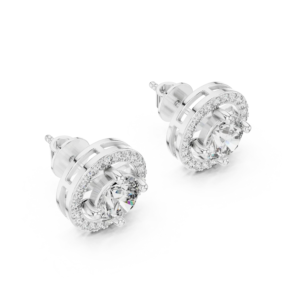 Halo Round Diamond Earrings