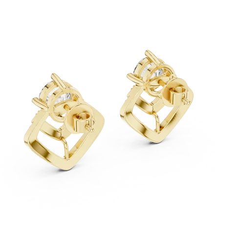 Chevron Edge Round Diamond Earrings