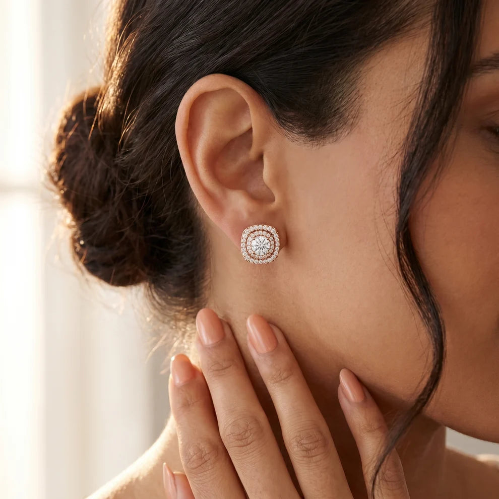 Majestic Double-Halo Round Diamond Earrings